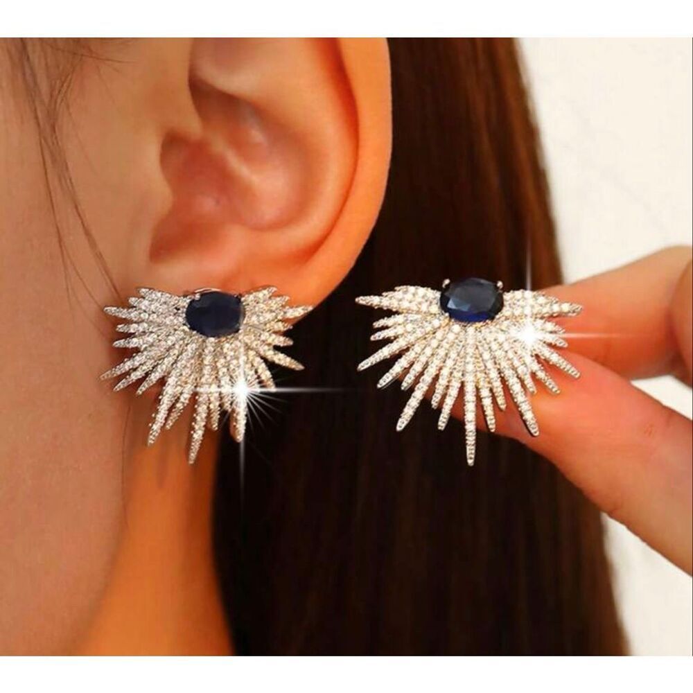 Sapphire Starburst Earrings - Picture 6 of 7